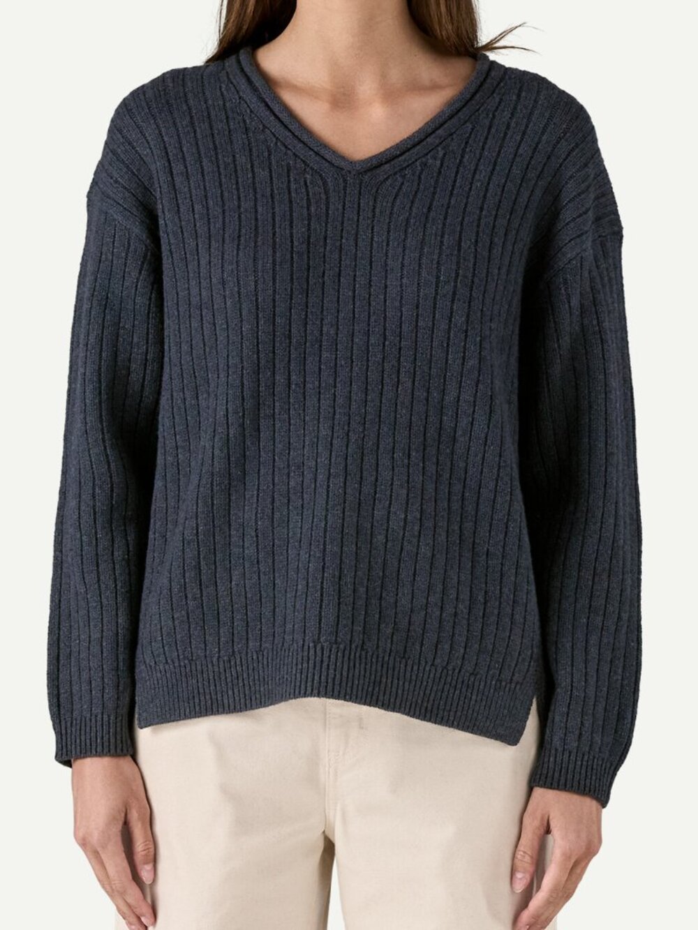 Patagonia Women's Recycled Wool V-Neck Sweater SUNKEN BLUE Size M NWT